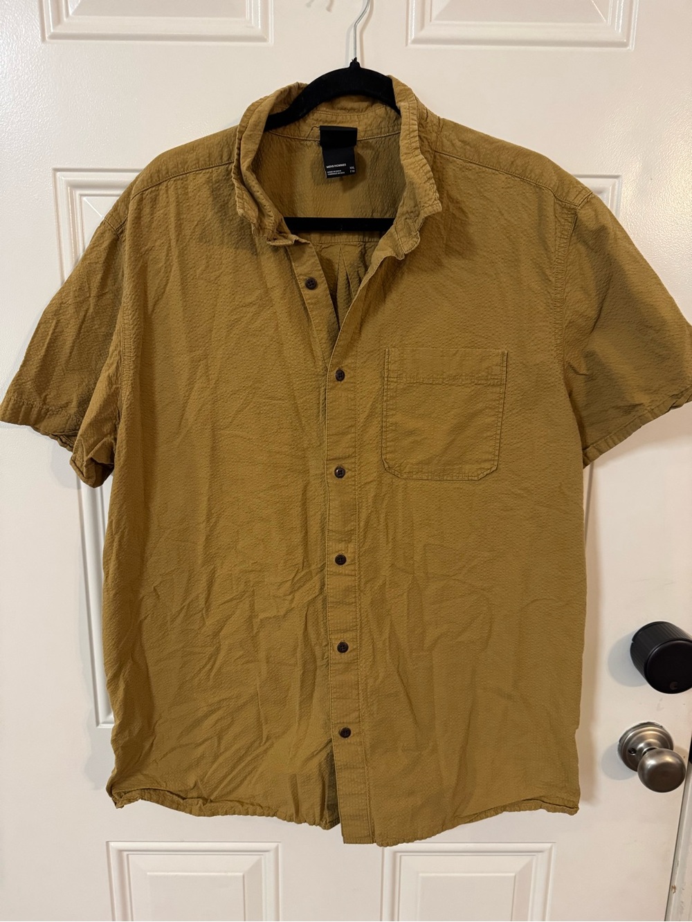 The North Face Men's Short-Sleeve Button-Up Shirt in Mustard